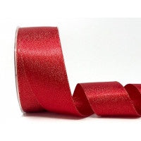 Load image into Gallery viewer, Bertie&#39;s Bows 38mm Sparkle Satin Ribbon (Red/Silver/Gold)