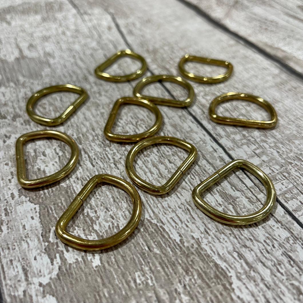 25mm Metal D Rings - Gold