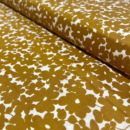 Sew Cool Ochre Floral Cotton - 1.5m Wide