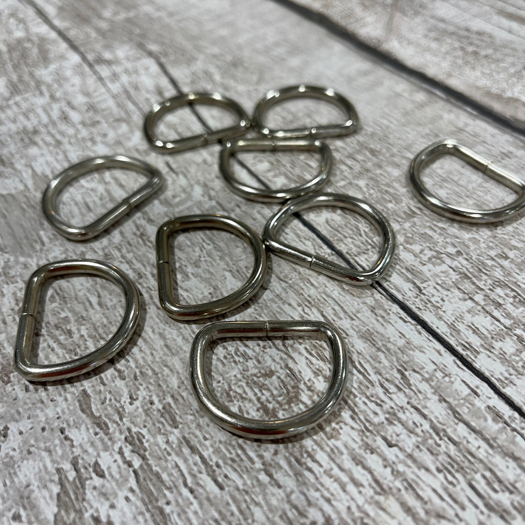 25mm Metal D Rings - Silver