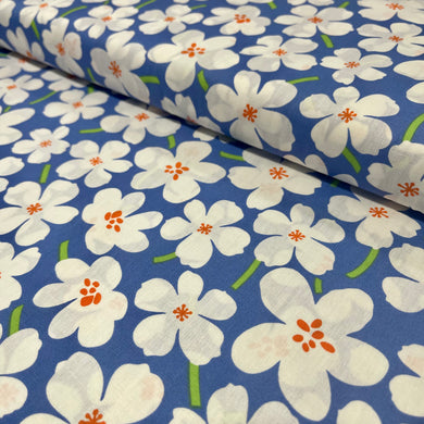 Sew Cool Bold Flower Blue Cotton - 1.5m Wide